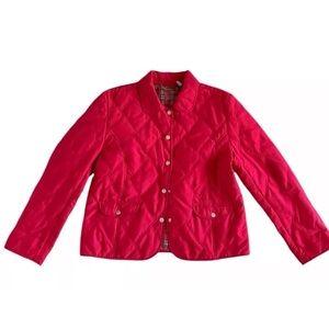 Jane Ashley Quilted Red Jacket Women's Size XL  Red Plaid Lightweight Coat